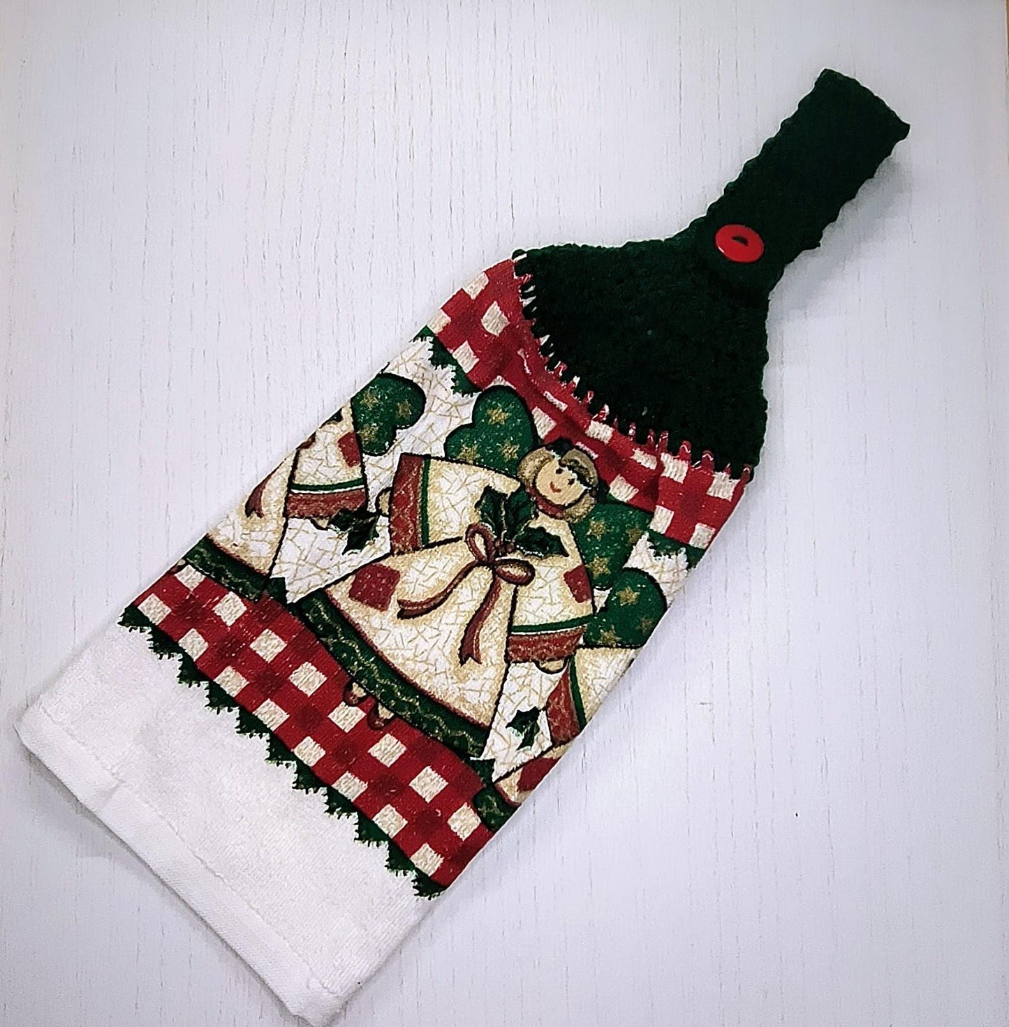 Crochet Top Vintage Christmas Angel Hanging Dish Towel